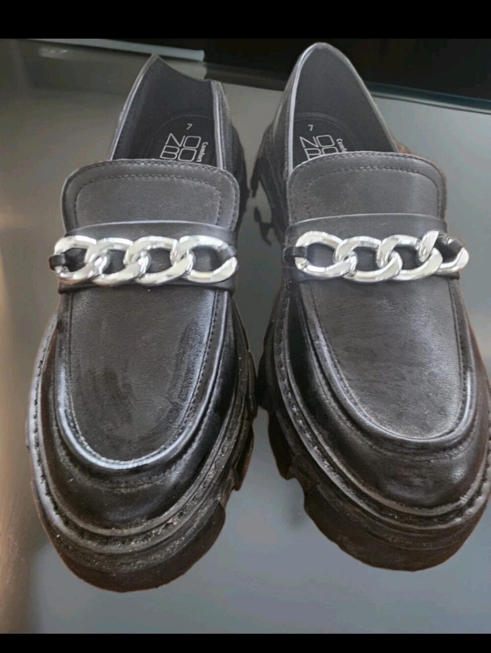 Black Chain-Detail Men’s Slip-On Loafers
